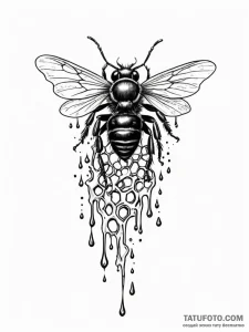 A realistic, dripping honeycomb on the skin,... - эскиз тату (№1752143016_0, 10.07.2025 10:23) — Tatufoto.com
