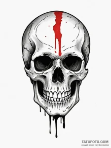 A skull, with a single, black tear tattooed o... - эскиз тату (№1752143099_0, 10.07.2025 10:24) — Tatufoto.com