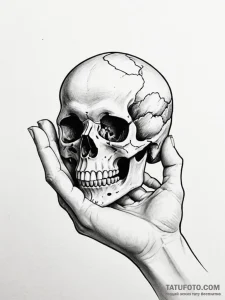 A human hand, crushing a skull - эскиз тату (№1752143181_0, 10.07.2025 10:26) — Tatufoto.com
