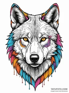 A powerful alpha wolf, its gaze steady and co... - эскиз тату (№1752143432_0, 10.07.2025 10:30) — Tatufoto.com