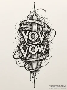 A single, powerful word "vow", written in an... - эскиз тату (№1752143600_0, 10.07.2025 10:33) — Tatufoto.com
