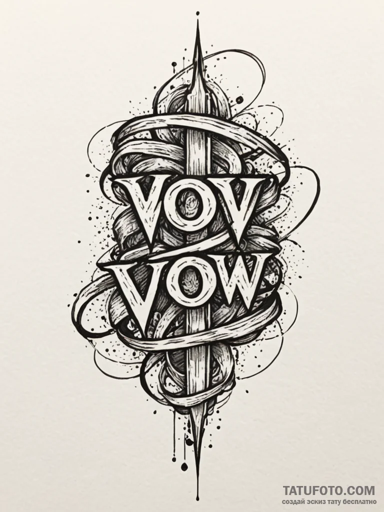 A single, powerful word «vow», written in an… — эскиз тату (№1752143600_0, 10.07.2025 10:33) — Tatufoto.com