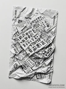 A lottery ticket, crumpled and unscratched - эскиз тату (№1752143853_0, 10.07.2025 10:37) — Tatufoto.com