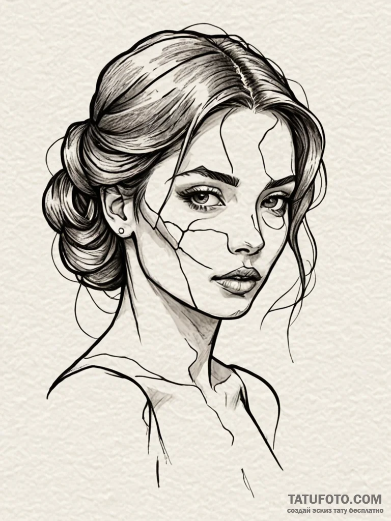 A beautiful woman with her skin having the te… — эскиз тату (№1752144021_0, 10.07.2025 10:40) — Tatufoto.com