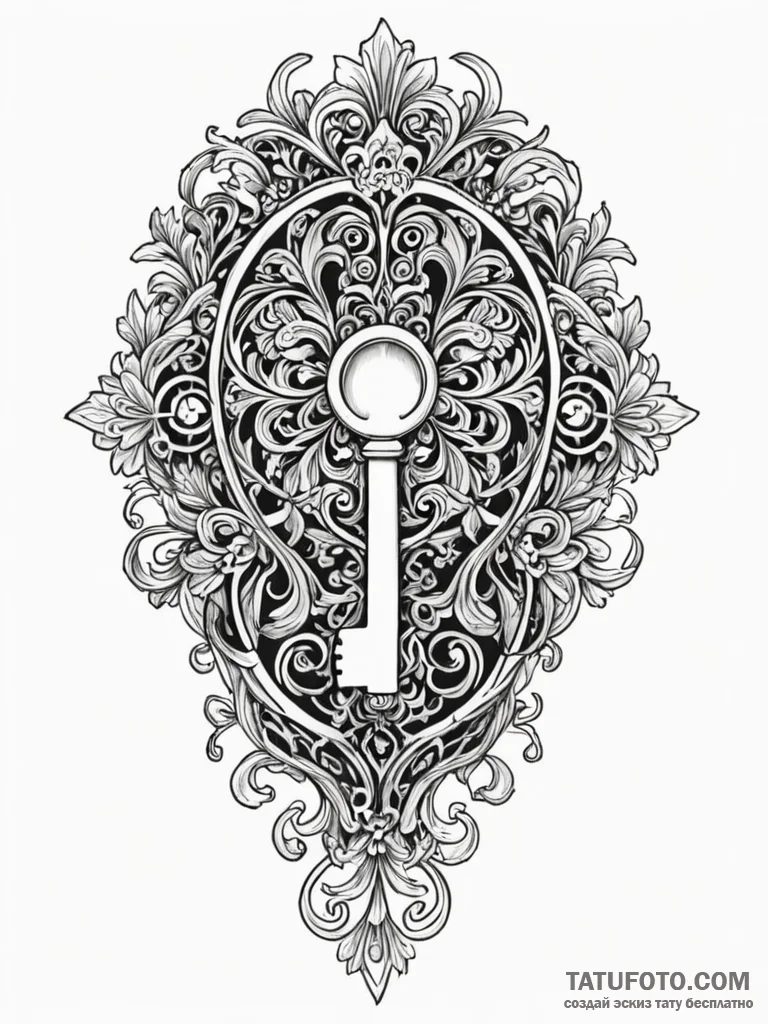 A single, perfect key, about to enter a compl… — эскиз тату (№1752144271_0, 10.07.2025 10:44) — Tatufoto.com