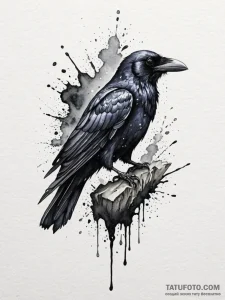 A beautiful, realistic raven, a symbol of mag... - эскиз тату (№1752144355_0, 10.07.2025 10:45) — Tatufoto.com