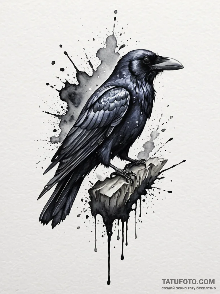 A beautiful, realistic raven, a symbol of mag… — эскиз тату (№1752144355_0, 10.07.2025 10:45) — Tatufoto.com