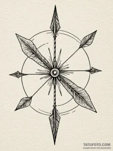 A beautiful, ornate bow, with an arrow nocked... - эскиз тату (№1752144439_0, 10.07.2025 10:47) — Tatufoto.com
