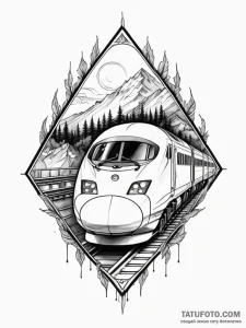 A powerful bullet train, a symbol of speed an... - эскиз тату (№1752144606_0, 10.07.2025 10:50) — Tatufoto.com