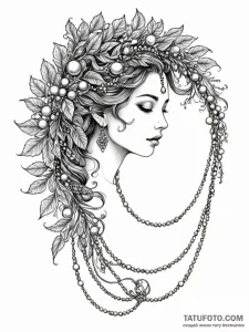 A string of pearls, draping gracefully over t... - эскиз тату (№1752144940_0, 10.07.2025 10:55) — Tatufoto.com