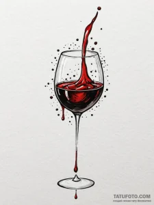 A single, perfect drop of red wine, as if spi... - эскиз тату (№1752145024_0, 10.07.2025 10:57) — Tatufoto.com
