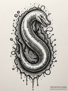 A powerful electric eel, discharging a bolt o... - эскиз тату (№1752145275_0, 10.07.2025 11:01) — Tatufoto.com