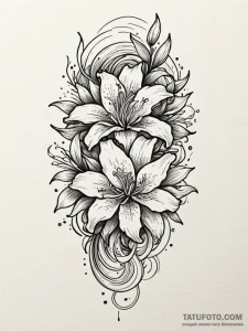 A beautiful, blooming lily flower, a symbol o... - эскиз тату (№1752145445_0, 10.07.2025 11:04) — Tatufoto.com