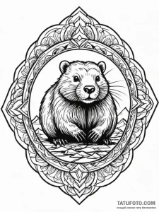 A beautiful, but determined beaver, building... - эскиз тату (№1752145528_0, 10.07.2025 11:05) — Tatufoto.com