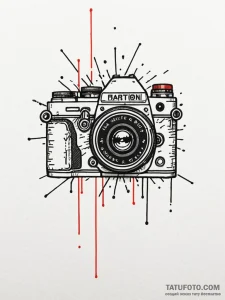 A realistic camera, its lens is cracked, and... - эскиз тату (№1752145861_0, 10.07.2025 11:11) — Tatufoto.com