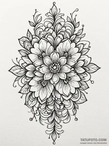 A beautiful, abstract floral pattern, with bl... - эскиз тату (№1752145945_0, 10.07.2025 11:12) — Tatufoto.com