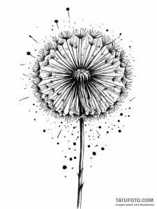 A dandelion, its seeds are being blown away a... - эскиз тату (№1752146196_0, 10.07.2025 11:16) — Tatufoto.com
