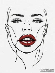 A single, perfect kiss mark, in a deep red li... - эскиз тату (№1752147271_0, 10.07.2025 11:34) — Tatufoto.com