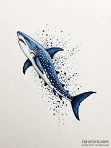 A majestic whale shark, its spots are soft wa... - эскиз тату (№1752147479_0, 10.07.2025 11:37) — Tatufoto.com