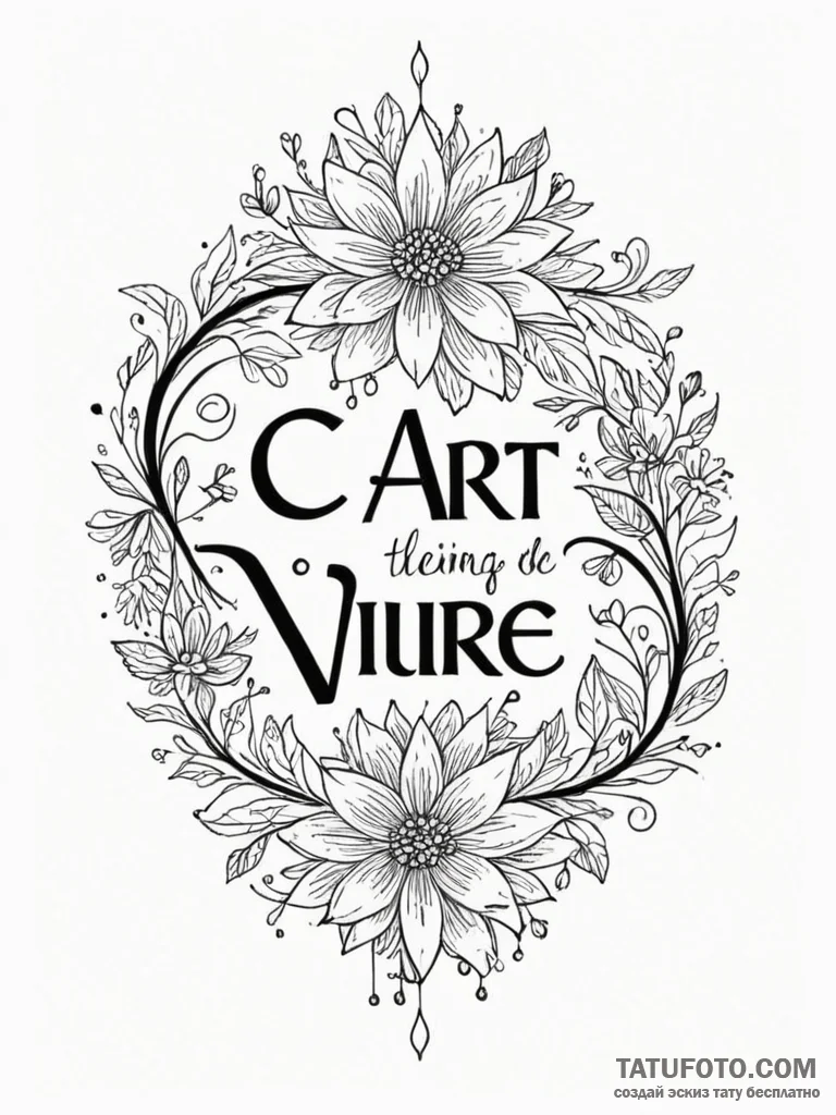 The phrase "l'art de vivre" (the art of livin... - эскиз тату (№1752148337_0, 10.07.2025 11:52) — Tatufoto.com