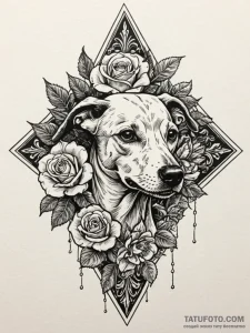 A beautiful, but strong hunting dog, like a g... - эскиз тату (№1752148509_0, 10.07.2025 11:55) — Tatufoto.com