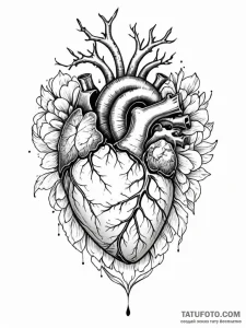 A human heart, with a beautiful, intricate ki... - эскиз тату (№1752148680_0, 10.07.2025 11:58) — Tatufoto.com