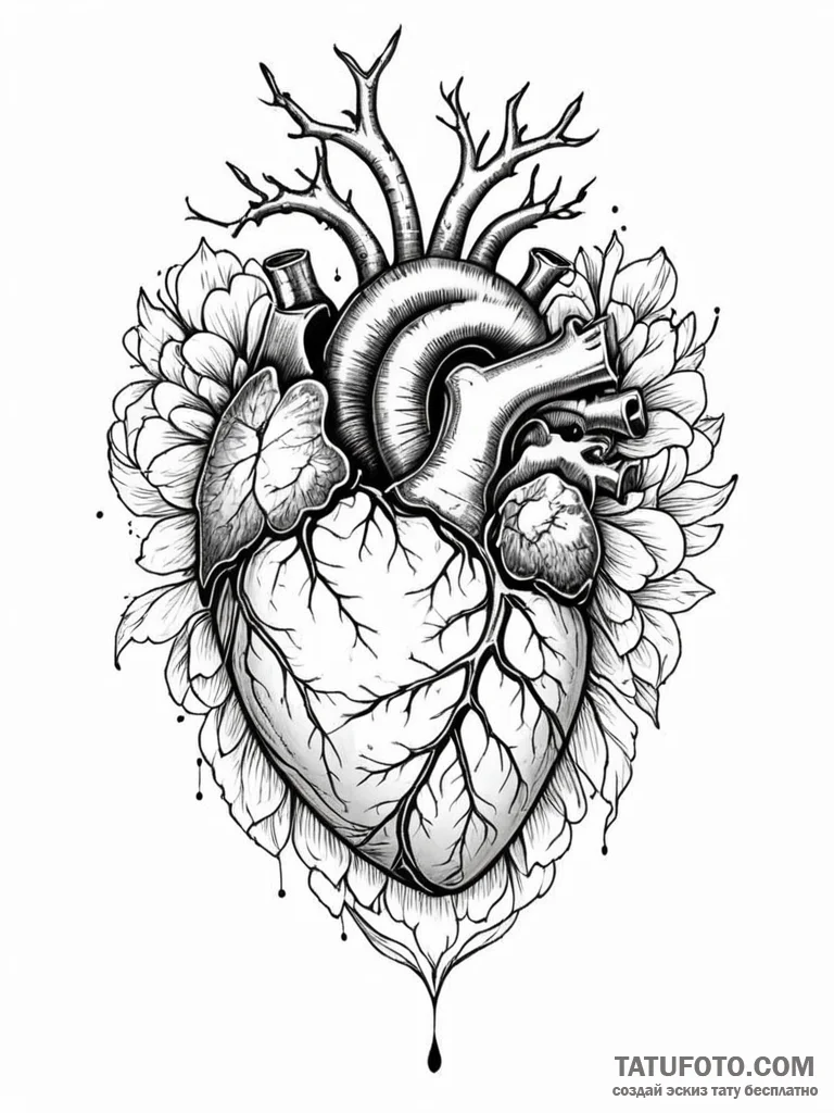 A human heart, with a beautiful, intricate ki... - эскиз тату (№1752148680_0, 10.07.2025 11:58) — Tatufoto.com