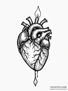 A human heart, with a small, glowing candle i... - эскиз тату (№1752148933_0, 10.07.2025 12:02) — Tatufoto.com