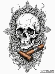 A hand, holding a lit cigar, the smoke forms... - эскиз тату (№1752149018_0, 10.07.2025 12:03) — Tatufoto.com