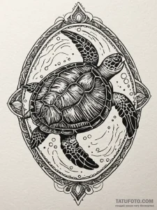 A beautiful, but determined sea turtle, swimm... - эскиз тату (№1752149105_0, 10.07.2025 12:05) — Tatufoto.com