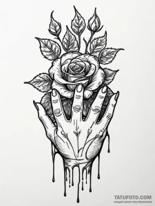 A hand, planting a single seed from which a g... - эскиз тату (№1752149191_0, 10.07.2025 12:06) — Tatufoto.com