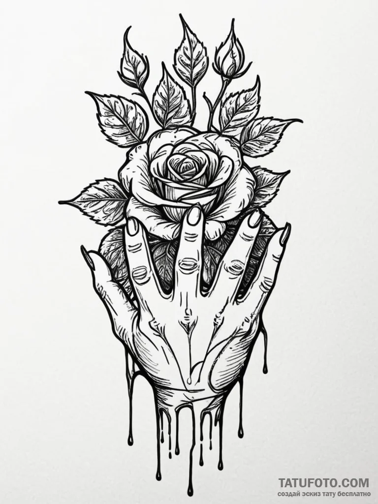 A hand, planting a single seed from which a g… — эскиз тату (№1752149191_0, 10.07.2025 12:06) — Tatufoto.com