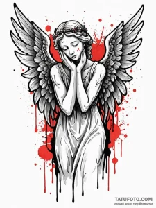 A beautiful, realistic statue of a weeping an... - эскиз тату (№1752149359_0, 10.07.2025 12:09) — Tatufoto.com