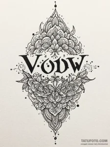 A single, powerful word "vow", written in an... - эскиз тату (№1752149445_0, 10.07.2025 12:10) — Tatufoto.com