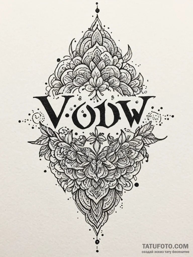 A single, powerful word "vow", written in an... - эскиз тату (№1752149445_0, 10.07.2025 12:10) — Tatufoto.com