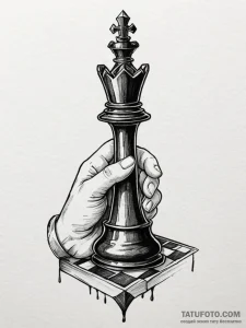 A realistic human hand, holding a single, bla... - эскиз тату (№1752149616_0, 10.07.2025 12:13) — Tatufoto.com