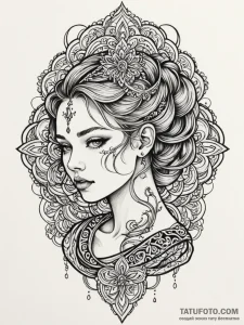 A girl whose body is covered in beautiful, in... - эскиз тату (№1752149701_0, 10.07.2025 12:15) — Tatufoto.com