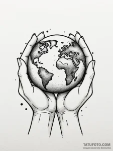 A beautiful, serene image of the earth, held... - эскиз тату (№1752149787_0, 10.07.2025 12:16) — Tatufoto.com