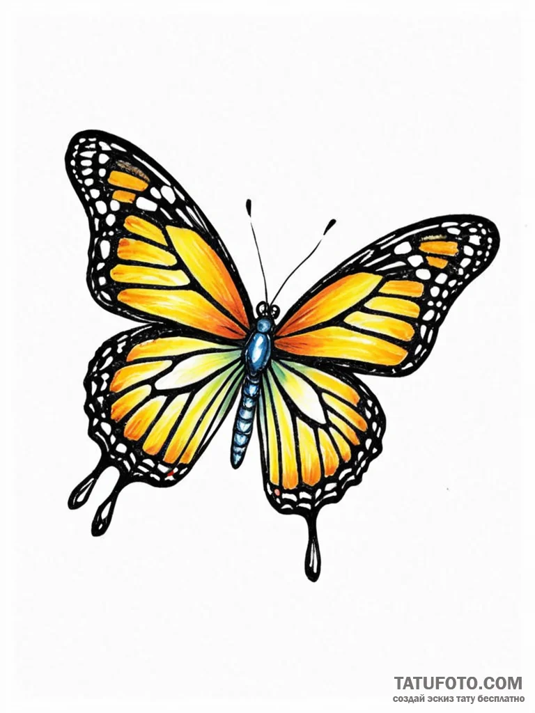 A powerful migratory butterfly, like a monarc… — эскиз тату (№1752149958_0, 10.07.2025 12:19) — Tatufoto.com