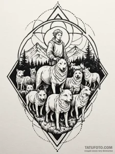 A beautiful, strong shepherd, protecting thei... - эскиз тату (№1752150219_0, 10.07.2025 12:23) — Tatufoto.com