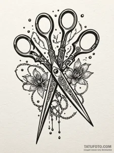 A beautiful, realistic pair of scissors, cutt... - эскиз тату (№1752150391_0, 10.07.2025 12:26) — Tatufoto.com