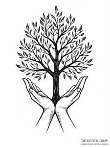 A beautiful, stylized tree, its leaves are op... - эскиз тату (№1752150477_0, 10.07.2025 12:27) — Tatufoto.com