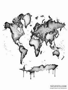 A world map, but the continents are made of d... - эскиз тату (№1752150561_0, 10.07.2025 12:29) — Tatufoto.com