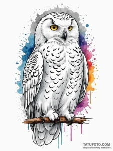 A majestic snowy owl, its feathers are soft w... - эскиз тату (№1752150817_0, 10.07.2025 12:33) — Tatufoto.com