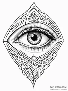A human eye, its iris is a detailed maze, wit... - эскиз тату (№1752151330_0, 10.07.2025 12:42) — Tatufoto.com
