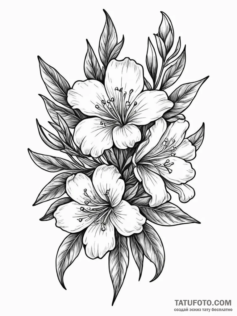 A beautiful, but poisonous flower, like olean… — эскиз тату (№1752152780_0, 10.07.2025 13:06) — Tatufoto.com