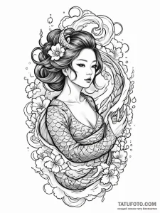 A beautiful woman whose skin is a canvas for... - эскиз тату (№1752153293_0, 10.07.2025 13:14) — Tatufoto.com