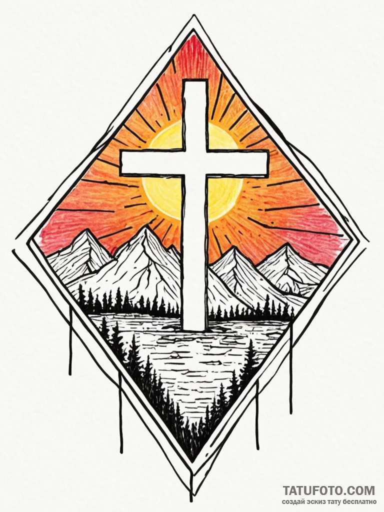 A beautiful, abstract landscape, painted with... - эскиз тату (№1752153465_0, 10.07.2025 13:17) — Tatufoto.com