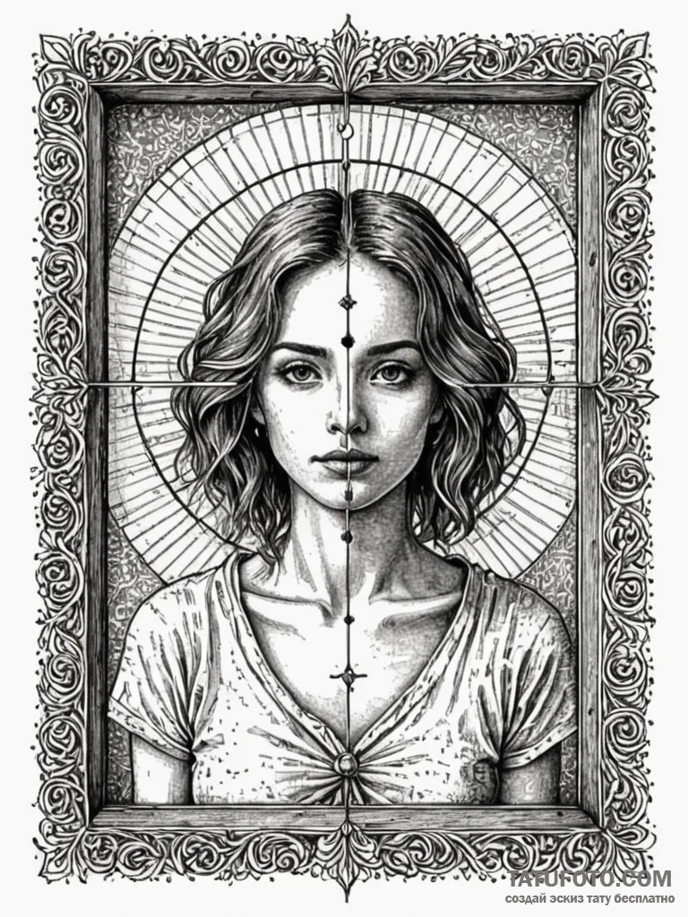 A drawing of a person looking through a barre… — эскиз тату (№1752153636_0, 10.07.2025 13:20) — Tatufoto.com