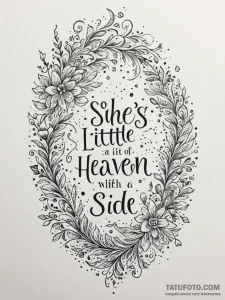 A quote "she's a little bit of heaven with a... - эскиз тату (№1752154064_0, 10.07.2025 13:27) — Tatufoto.com
